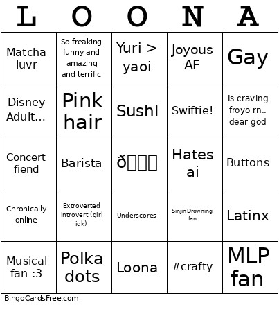 This Is For Bingo Card