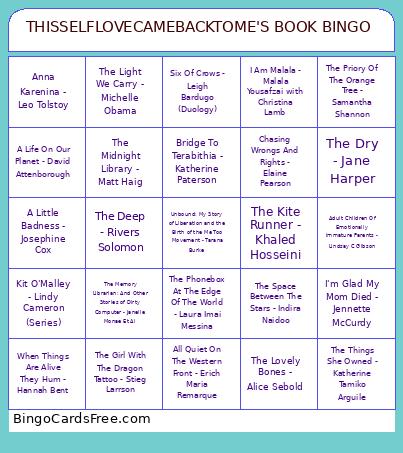 THISSELFLOVECAMEBACKTOME'S BOOK Bingo Card