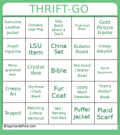 THRIFT-GO Bingo Card
