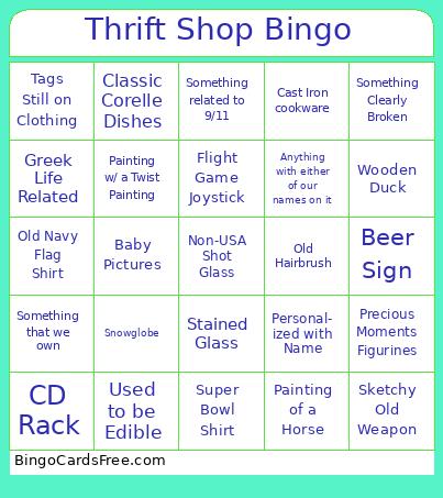 Thrift Shop Bingo