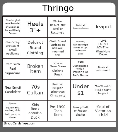 Thringo Bingo Card