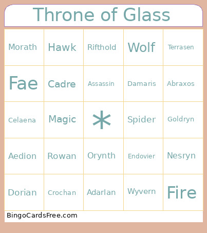 Throne Of Glass Bingo Card