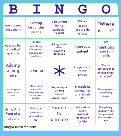 Thursday Bingo Card