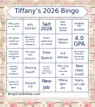 Tiffany’s 2026 Bingo Card