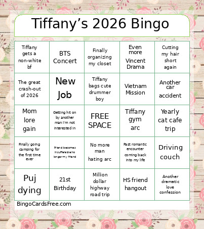 Tiffany’s 2026 Bingo Card