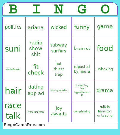 Tiktok Bingo Card