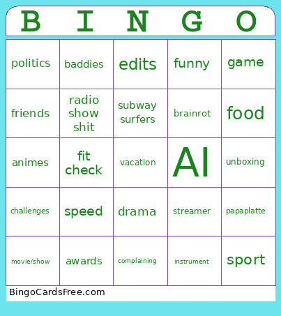 TikTok Bingo Card