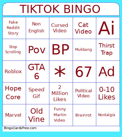 TikTok Bingo Card