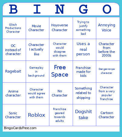 TikTok Rants Bingo Card