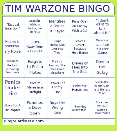 TIM WARZONE BINGO