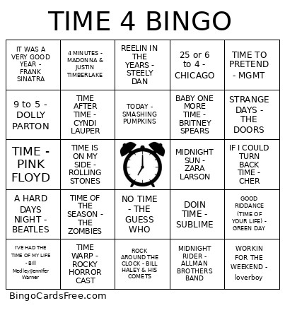 TIME 4 Bingo Card