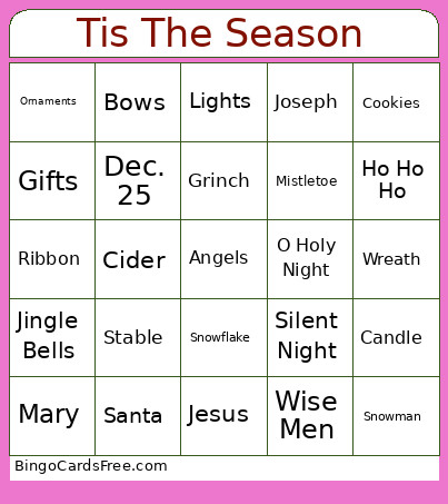 Tis The Seasin Bingo Card