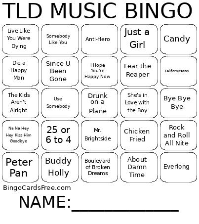 TLD 7/24/25 Bingo