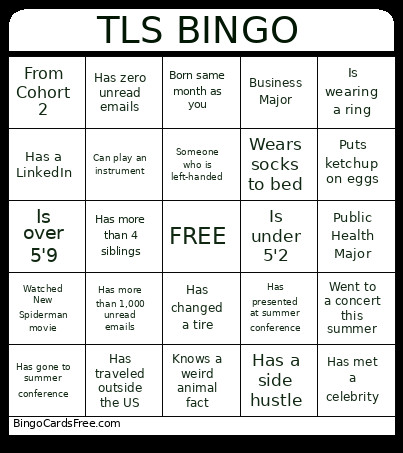 TLS Bingo Card