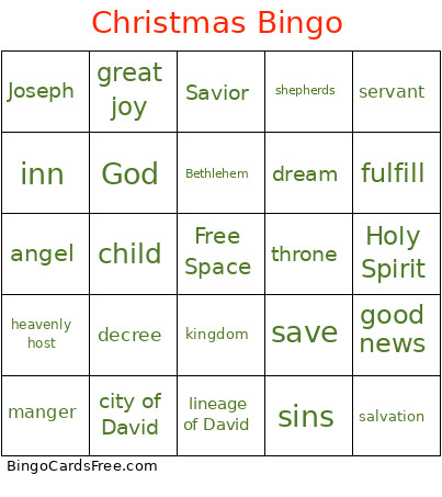 TN Ave Christmas Bingo Card