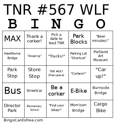 TNR #567 WLF Bingo Card