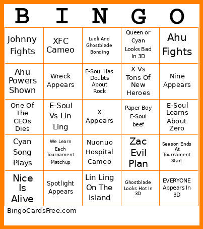 To Be Hero X Finale Bingo Card