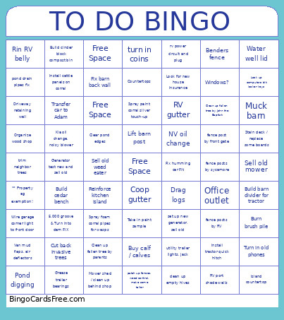 TO DO Bingo Card