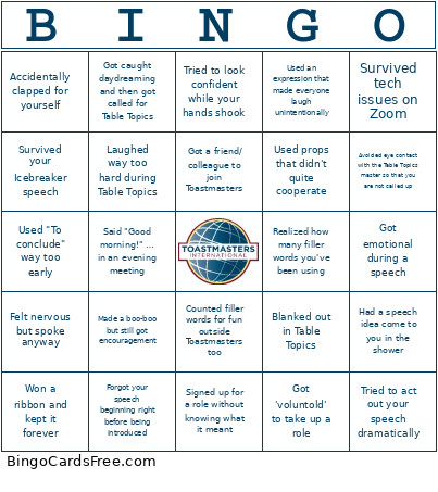 Toastmasters Bingo Card