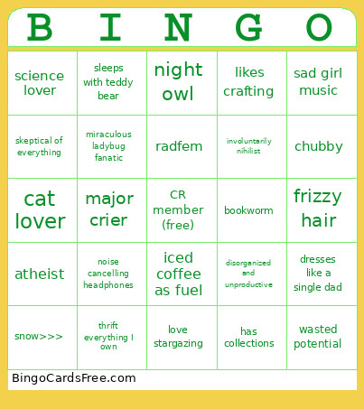 Toby Bingo Card