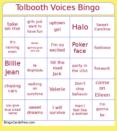 Tolbooth Voices Bingo Card