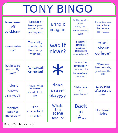 TONY Bingo Card