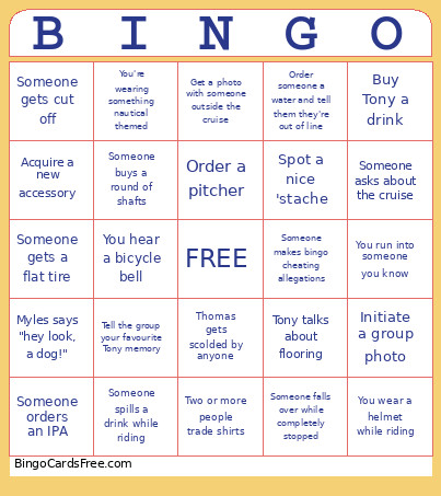 Tony’s Bday Bingo Card