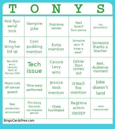 Tony's 2026 Bingo Card