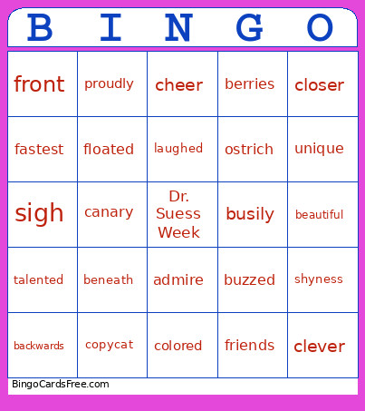 Tooshytosing Bingo Card