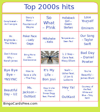 Top 2000s Hits Bingo Card