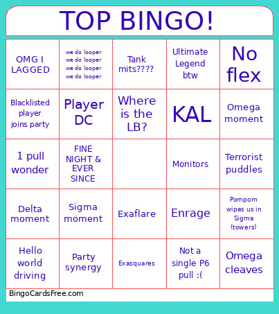 TOP ! Bingo Card