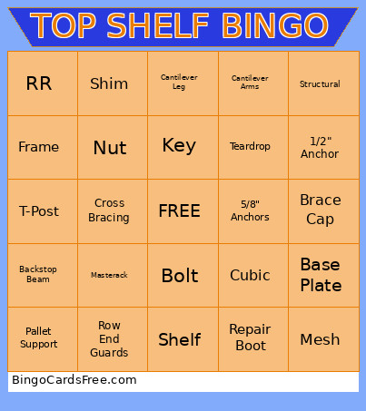 TOP SHELF Bingo Card