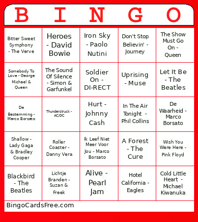 Top2000 Bingo Card