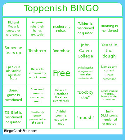 Toppenish Bingo Card