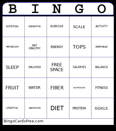 TOPS Bingo Card