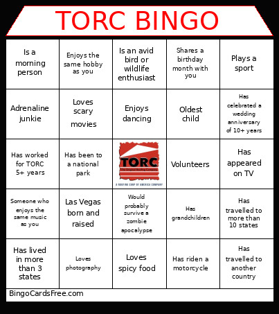 TORC Bingo Card