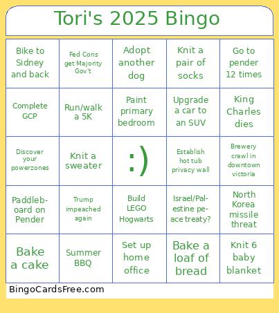 Tori's 2025 Bingo