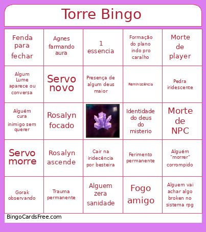 Torre Bingo Card