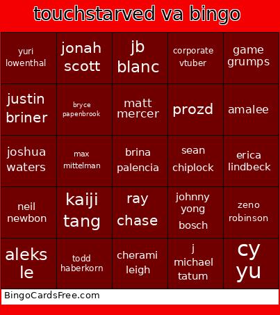 Touchstarved Va Bingo Card