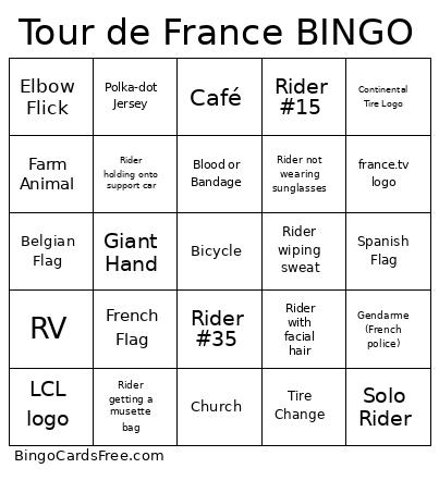 Tour de France BINGO