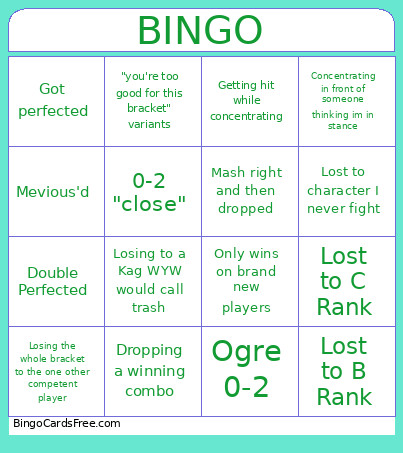 Tournament Tilt Bingo Card