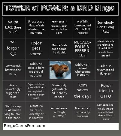 TOWER of POWER: a DND Bingo