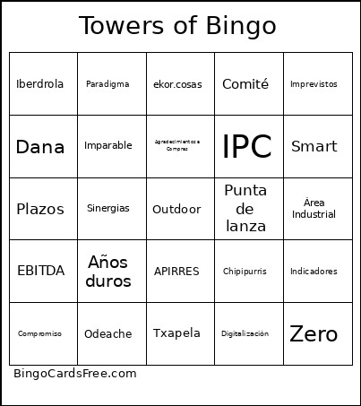 Towers Of Bingo Card