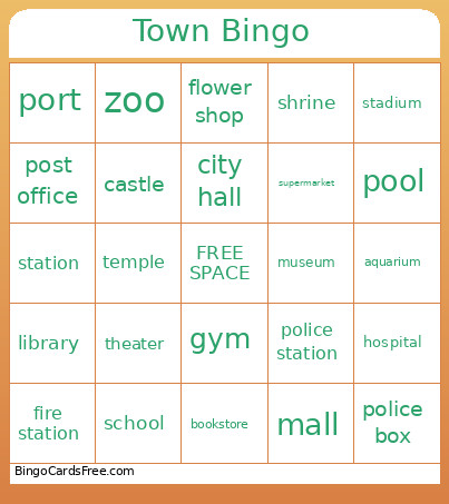 Town Bingo Card