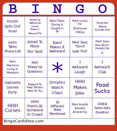 Town Hall Bingo Card