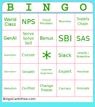 Town Hall Bingo Card