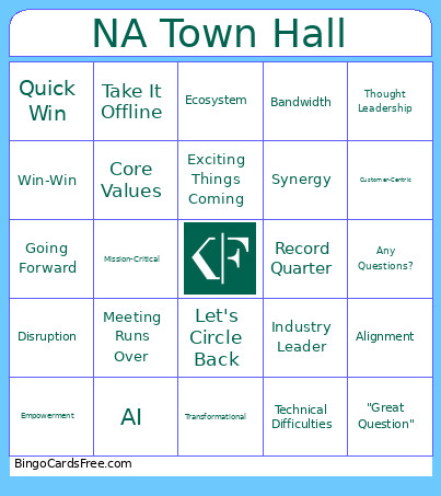 Town Hall Bingo Card