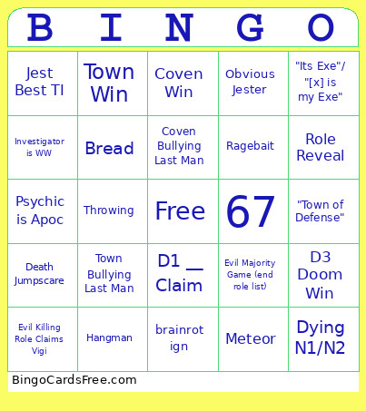 Town Of Salem 2 (AAF Edition) Bingo Card