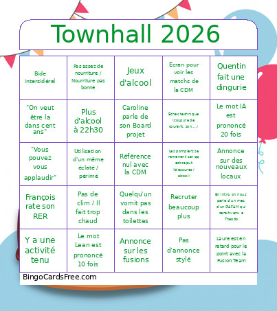 Townhall 2026 Bingo Card