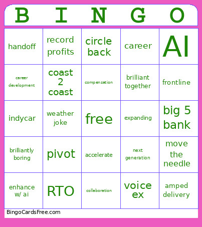 Townhall Bingo Card